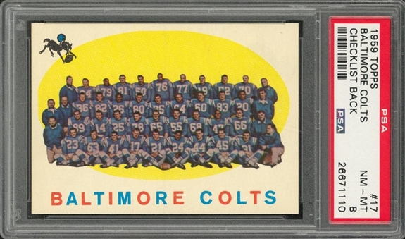 1959 Topps Football #17 Baltimore Colts – PSA NM-MT 8